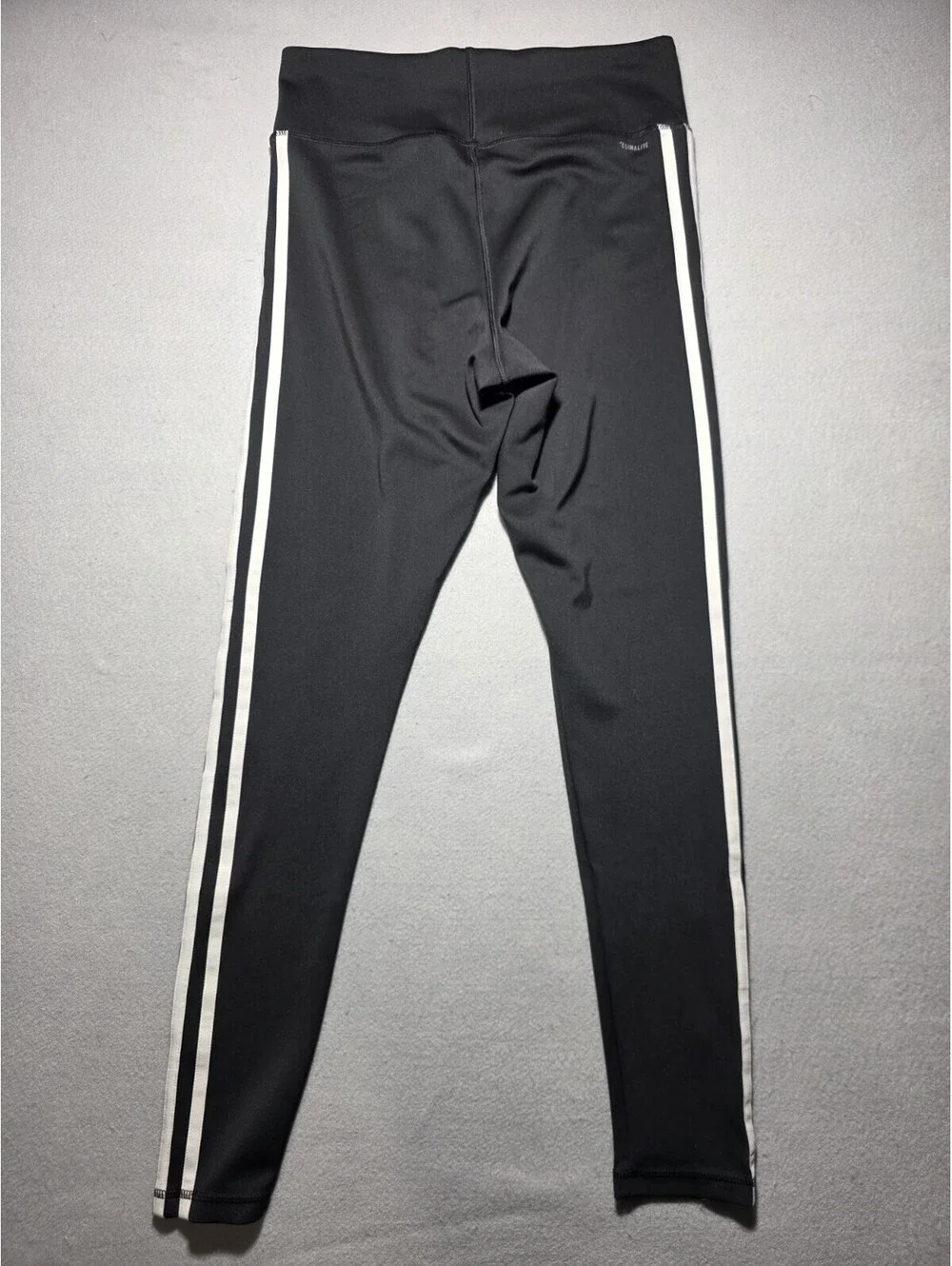 Women's Adidas Climalite Athletic Leggings Black/White 3-Stripe Size Medium - Picture 2 of 9